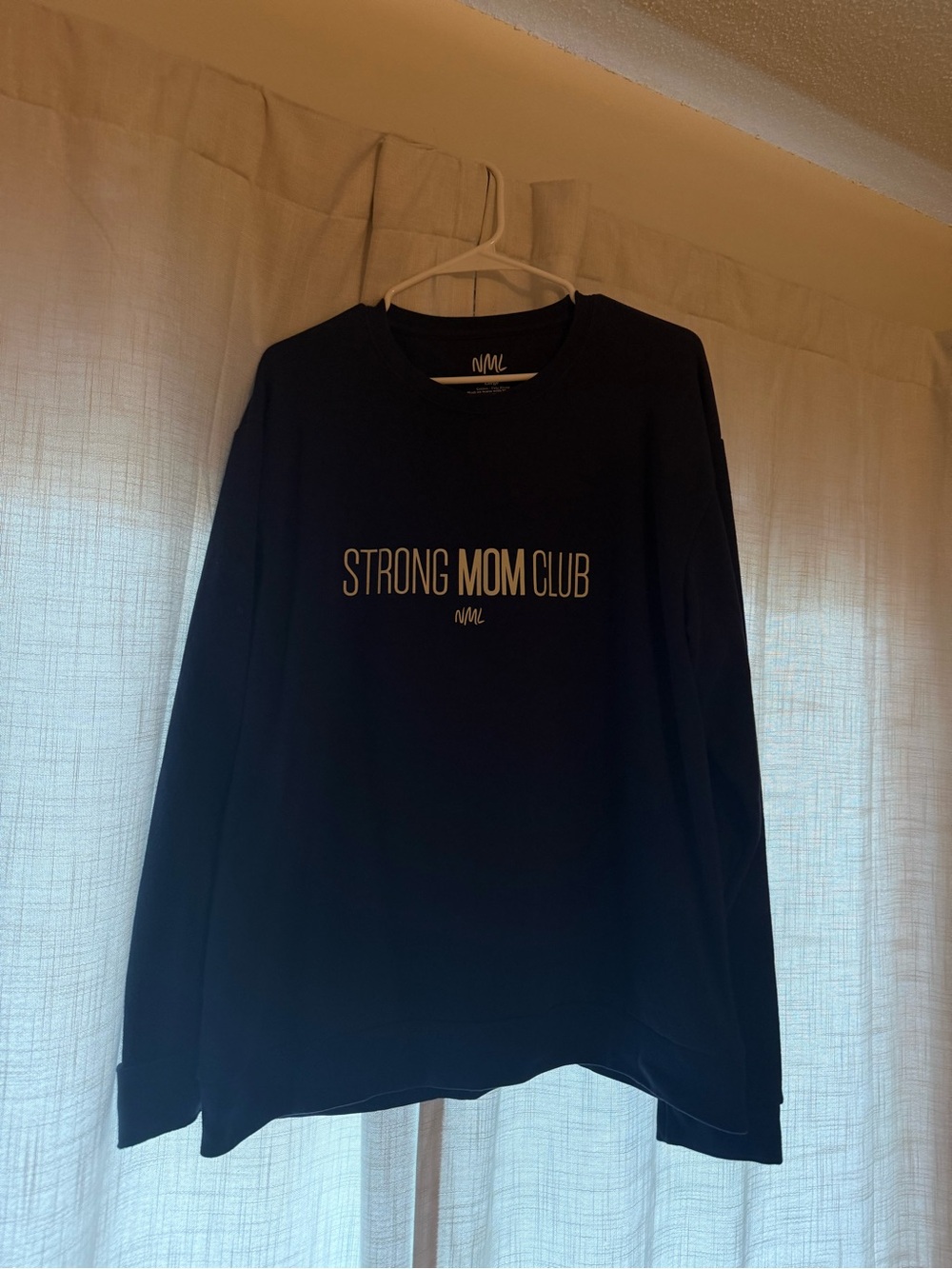 Strong Mom Club Long-Sleeve Navy Crewneck